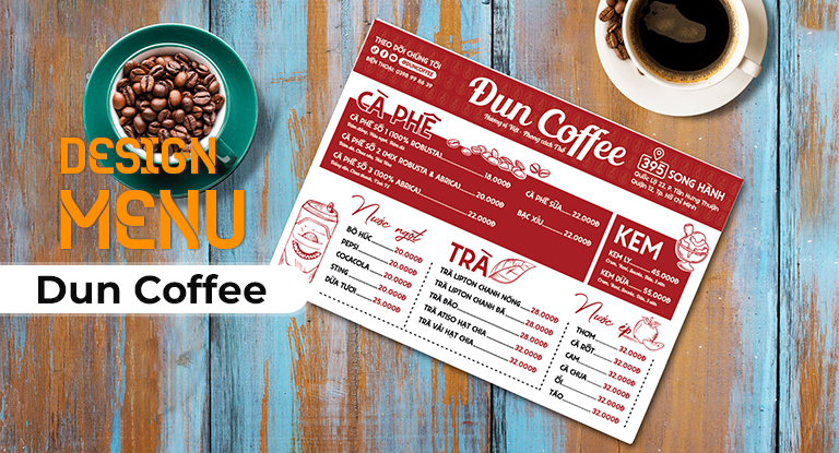 Thiết kế Menu Đun Coffee